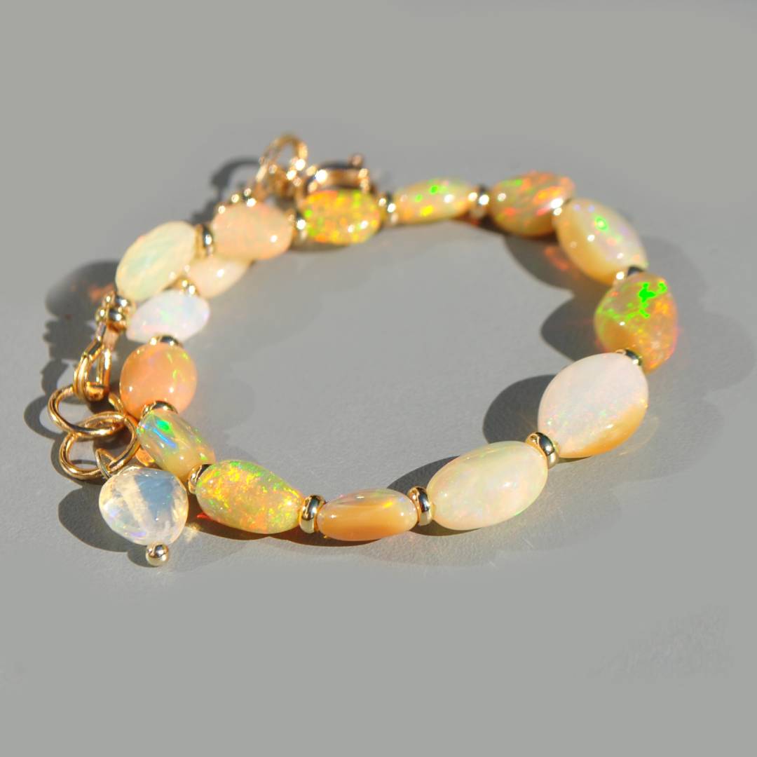 bracelet opale blanche pépite ovales-7