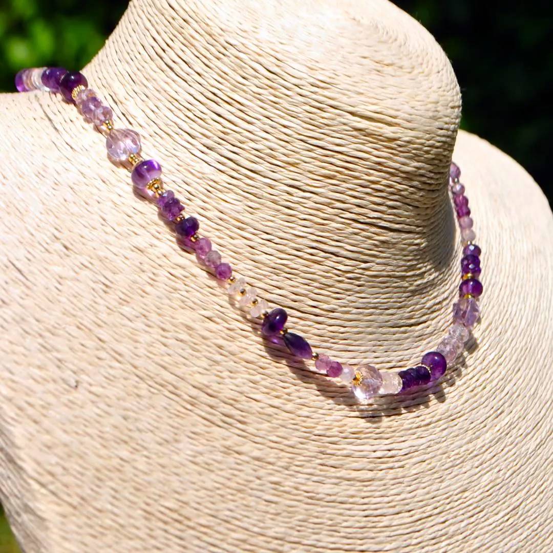collier amethyste rose et violette-2