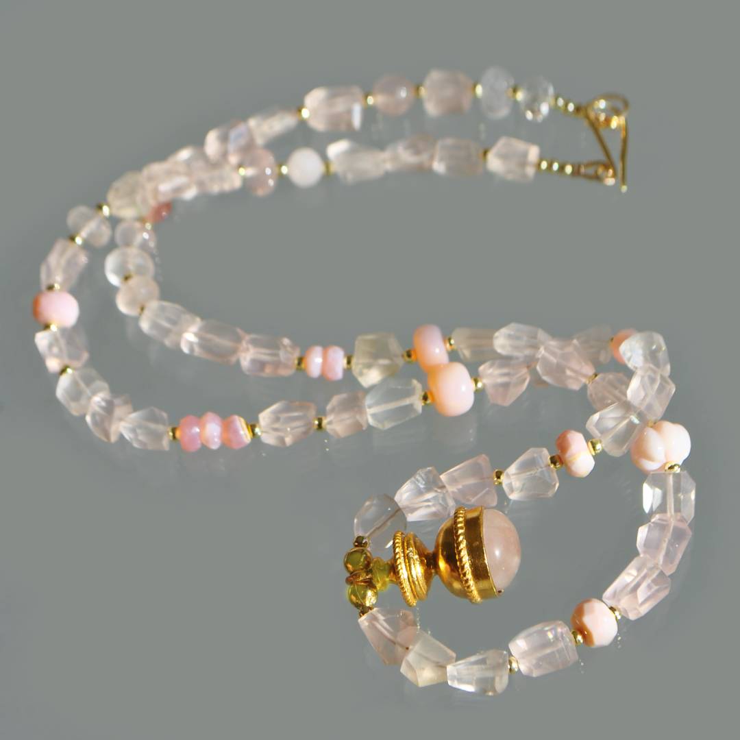collier pendentif lanterne quartz rose-4