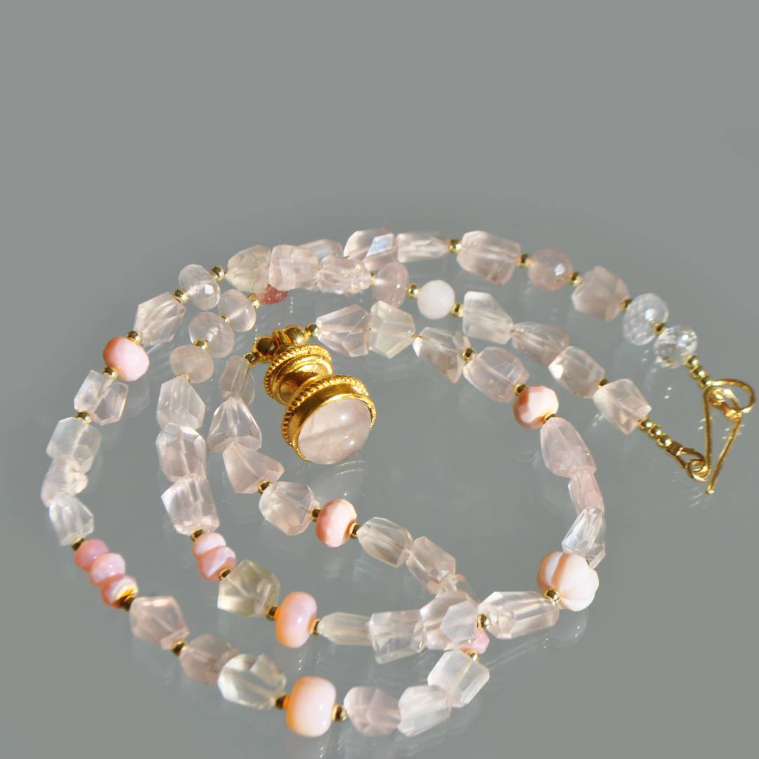 collier pendentif lanterne quartz rose-3