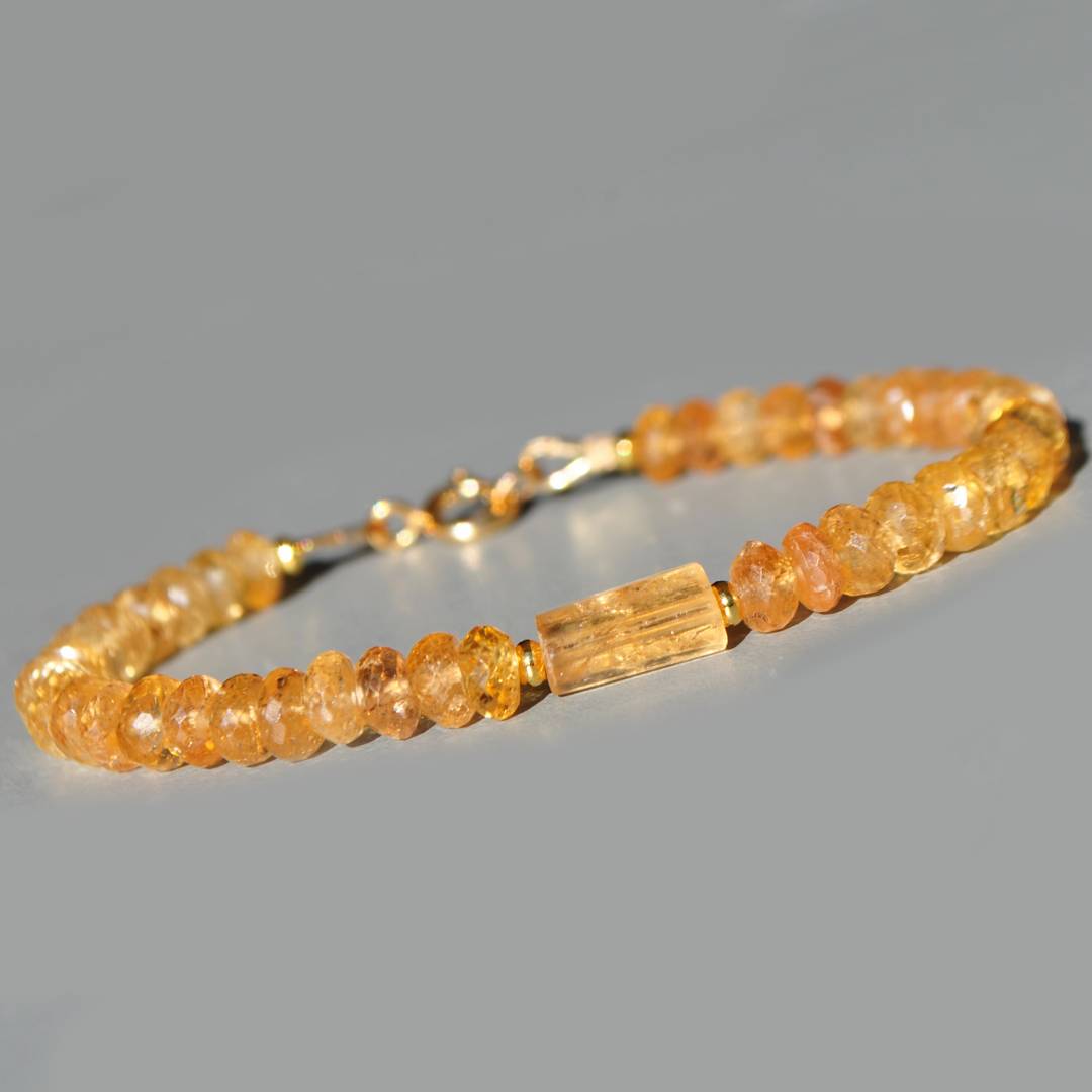 bracelet topaze impériale pierre taillée centre gold filled-3