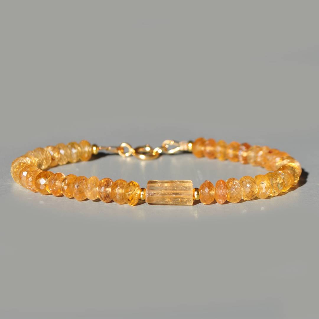 bracelet topaze impériale pierre taillée centre gold filled