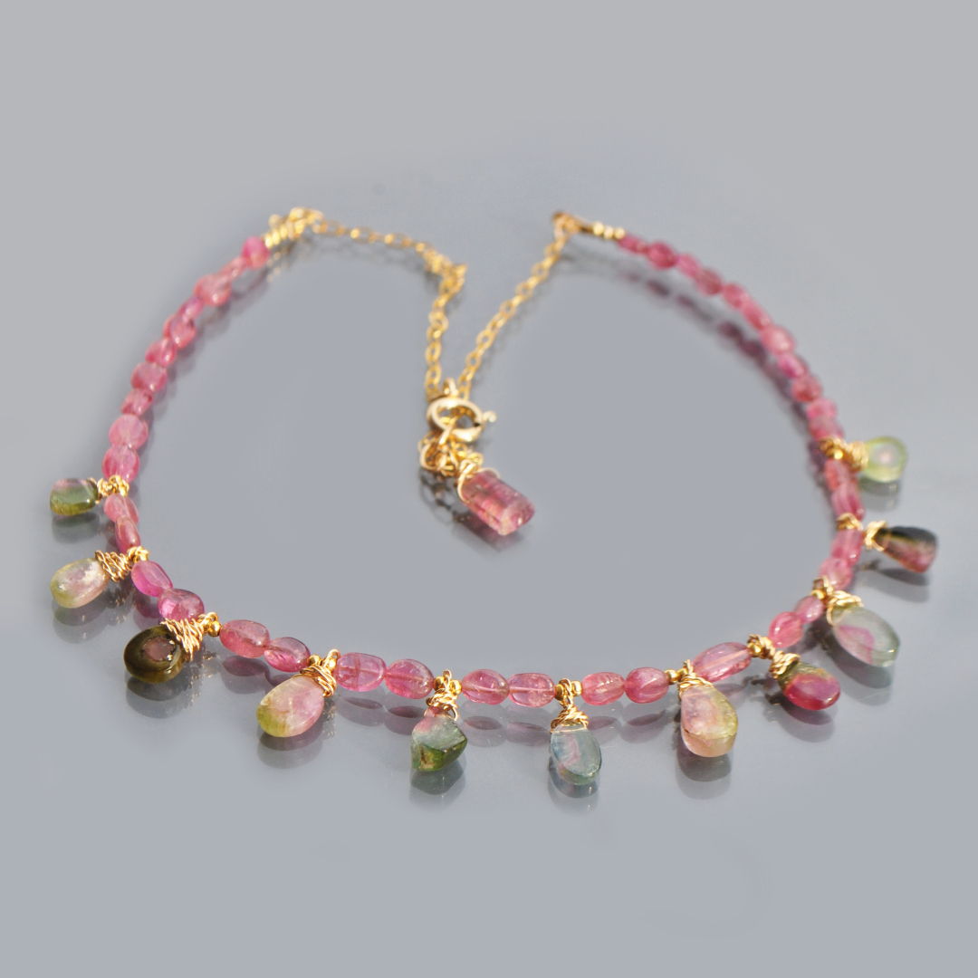 collier tourmaline rose pastèque-5