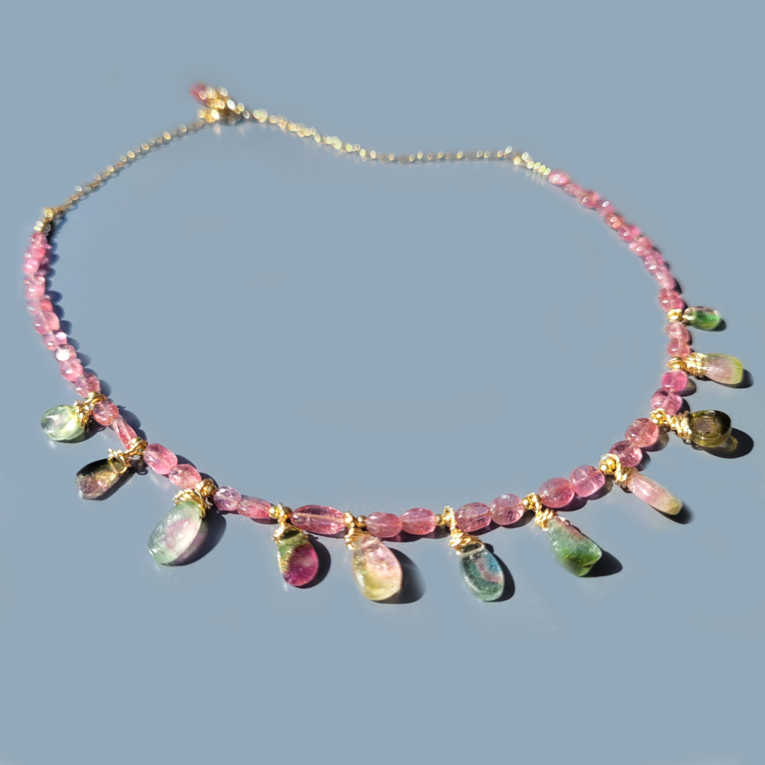 collier tourmaline rose pastèque-1