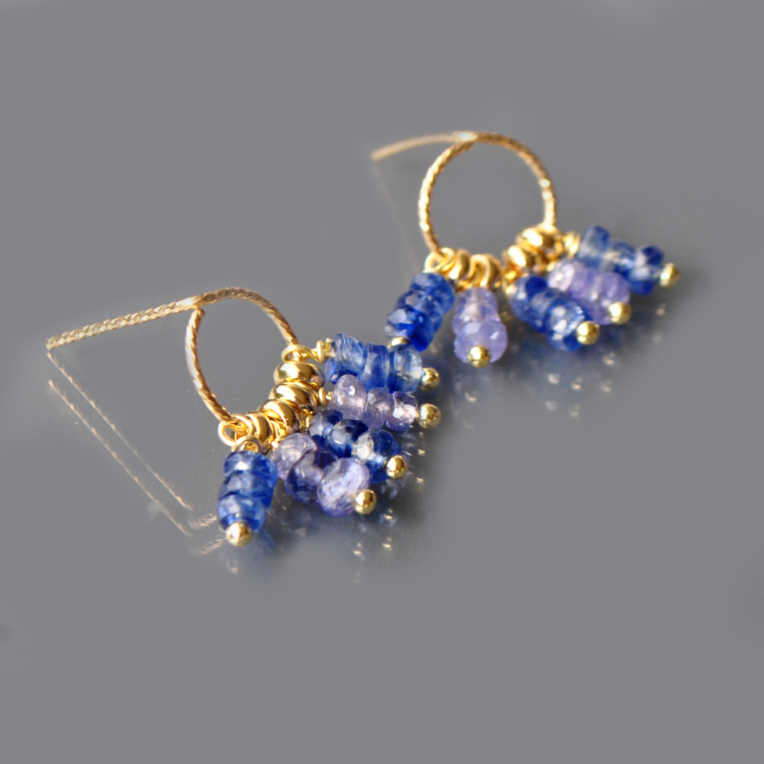 Boucles créole tanzanite cyanite-1