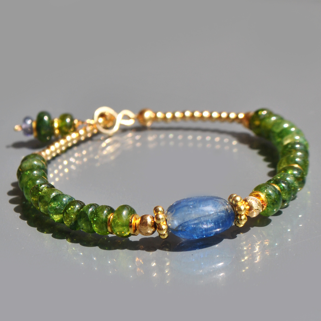 bracelet Tourmaline verte et Cyanite