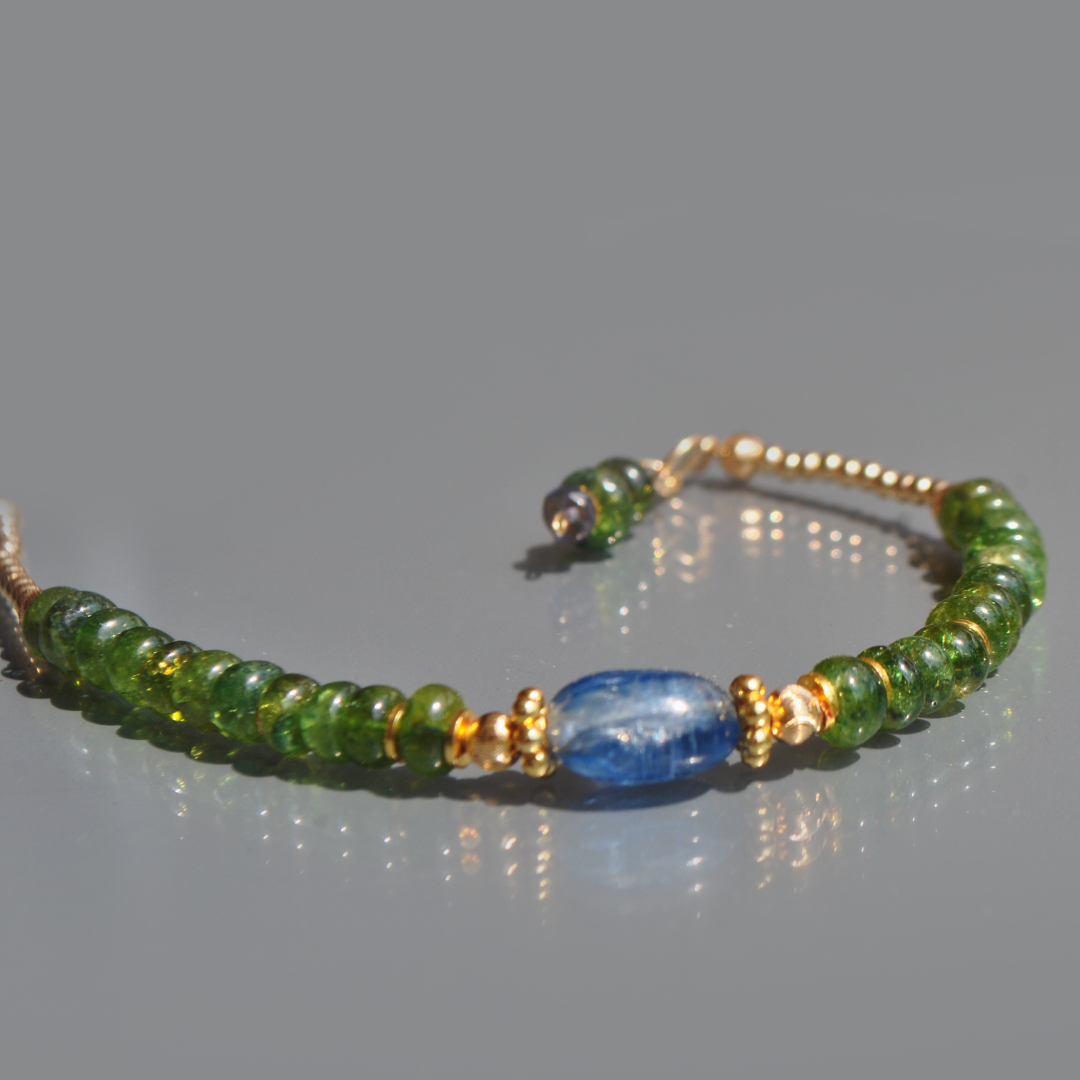 bracelet Tourmaline verte et Cyanite-3