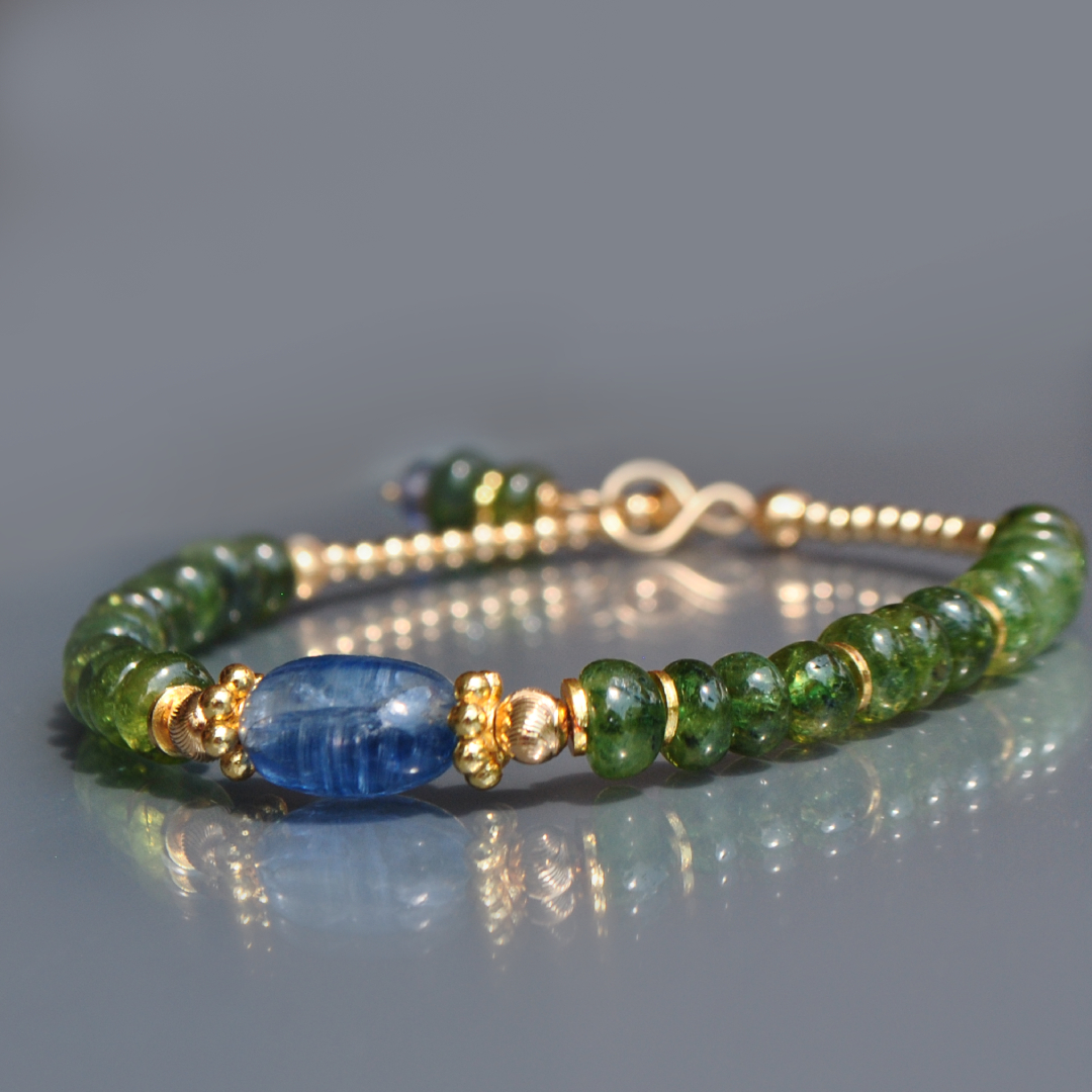 bracelet Tourmaline verte et Cyanite-2