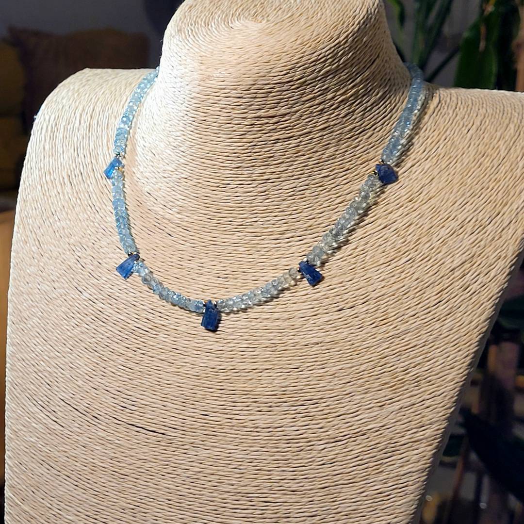 Collier aigue marine Cyanite iolite-6