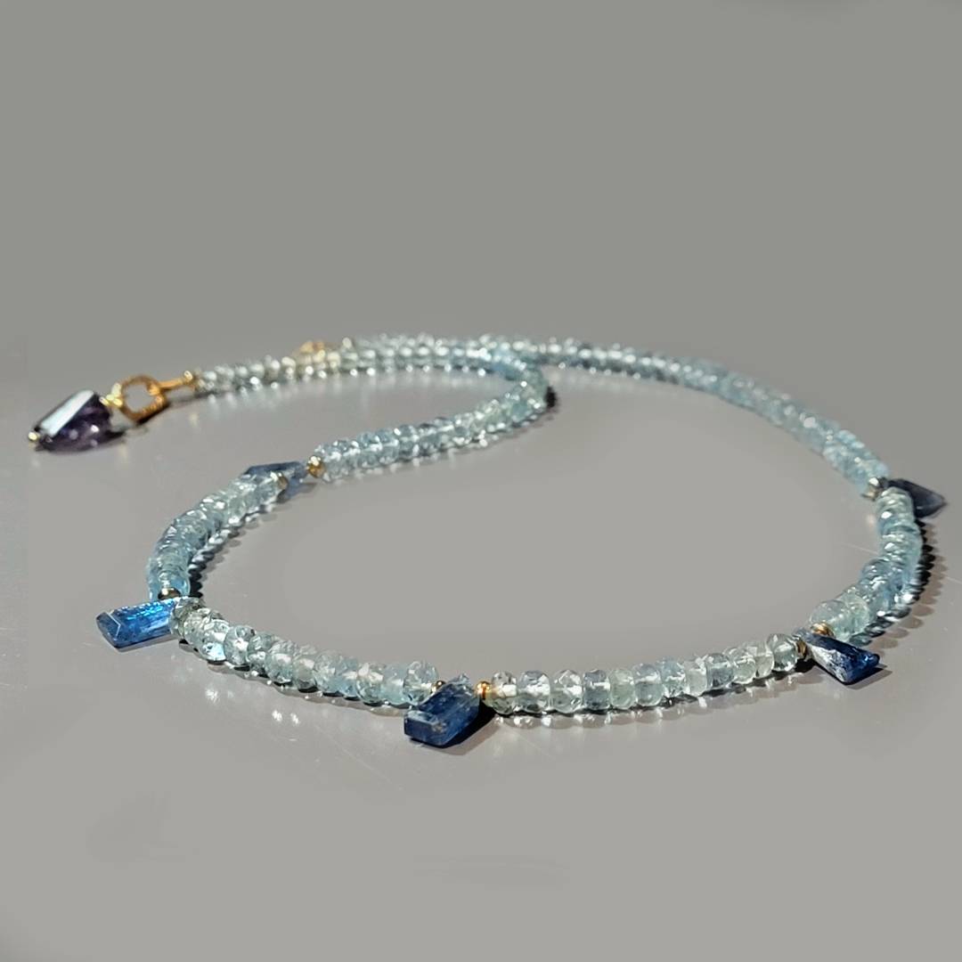 Collier aigue marine Cyanite iolite-5