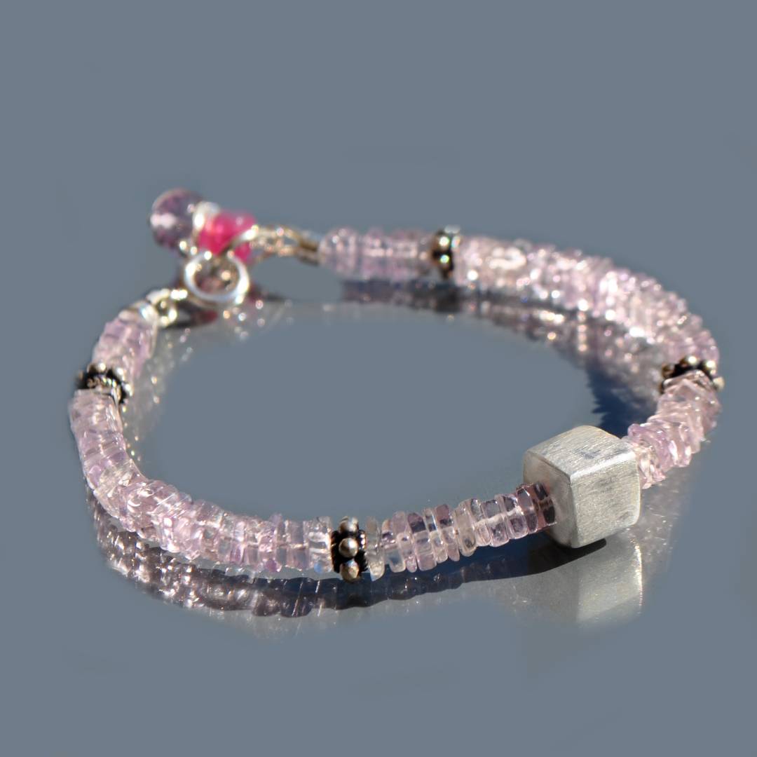 bracelet amethyste rose argent-4