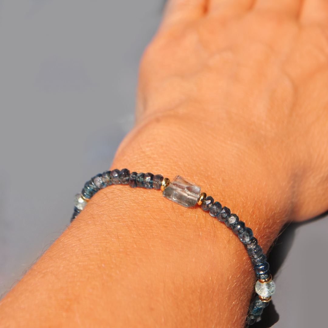 bracelet cyanite aigue marine-B