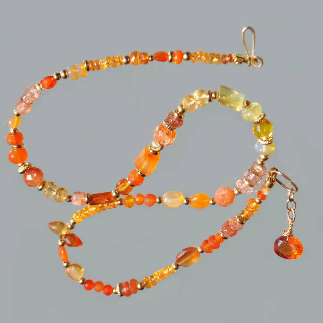 Collier pierres de Topaze Cornaline Citrine