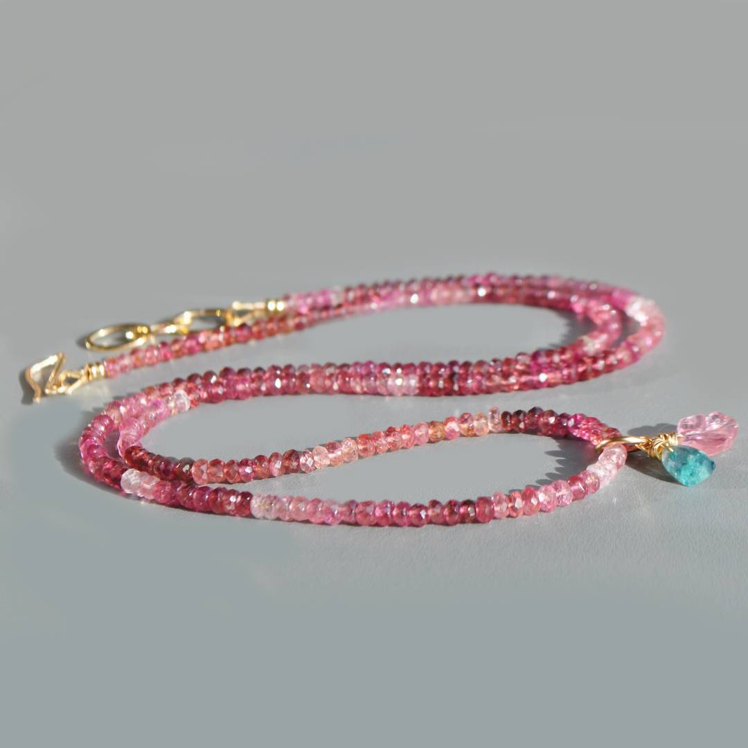 collier long tourmaline rose dégradé paraiba-6