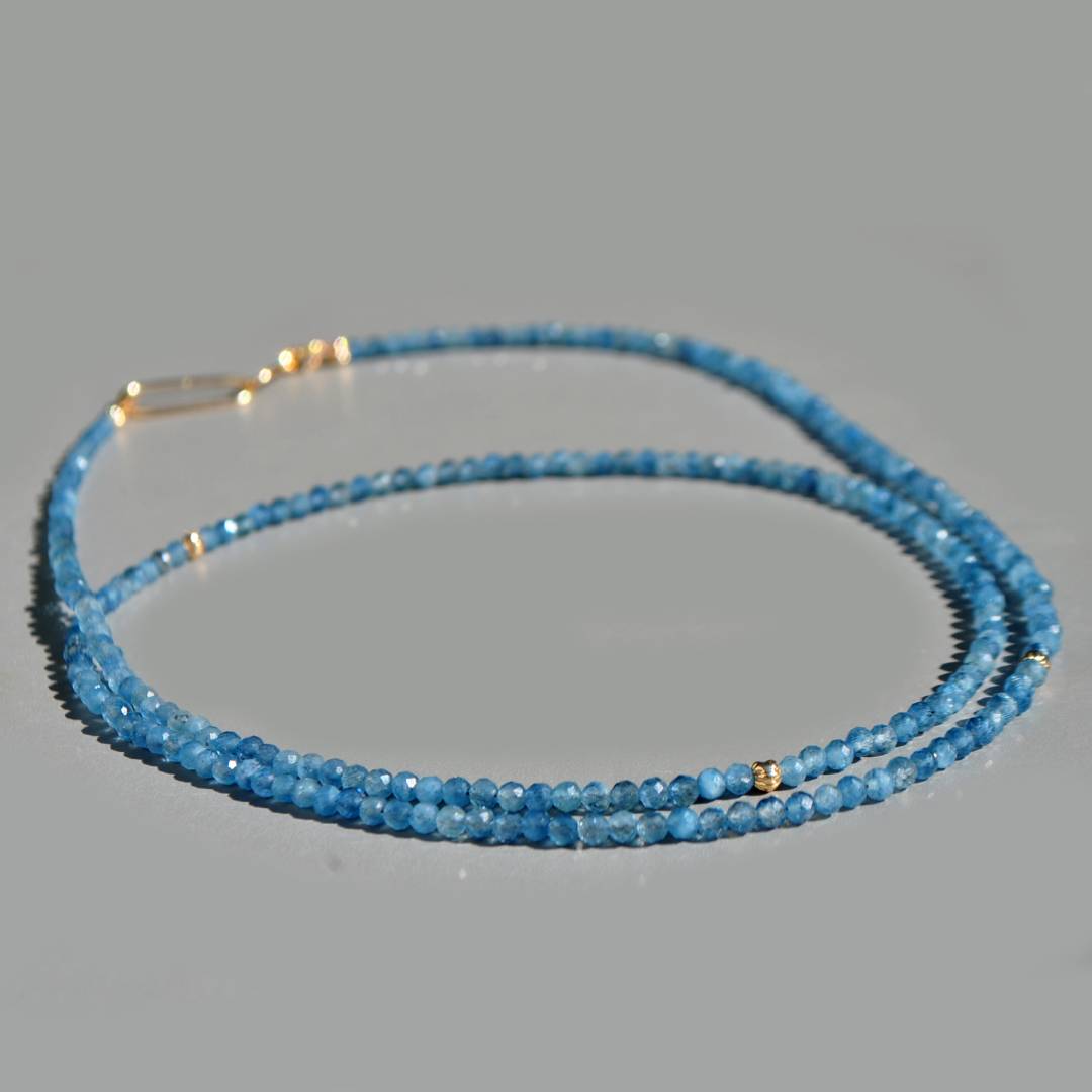 Sautoir Aigue-Marine naturelle – Gold Filled 14K