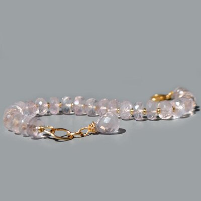 Bracelet quartz rose rondele facettes-2