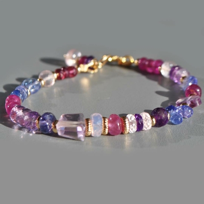 bracelet tanzanite saphir rose améthyste
