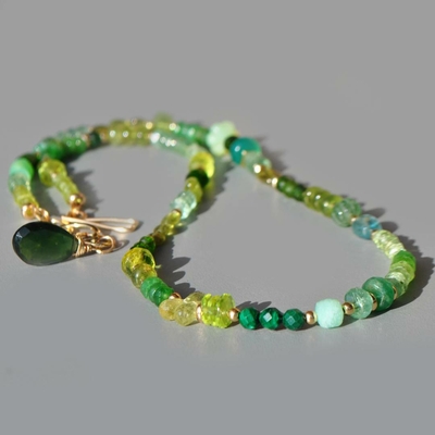 Collier multi pierres vertes serpentine-4