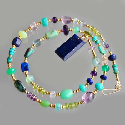 collier long en lapis turquoise amethyste opale-8