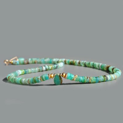 Collier heishi oplae bleue du Pérou Or-2