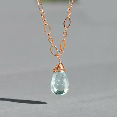 collier goutte aigue marine