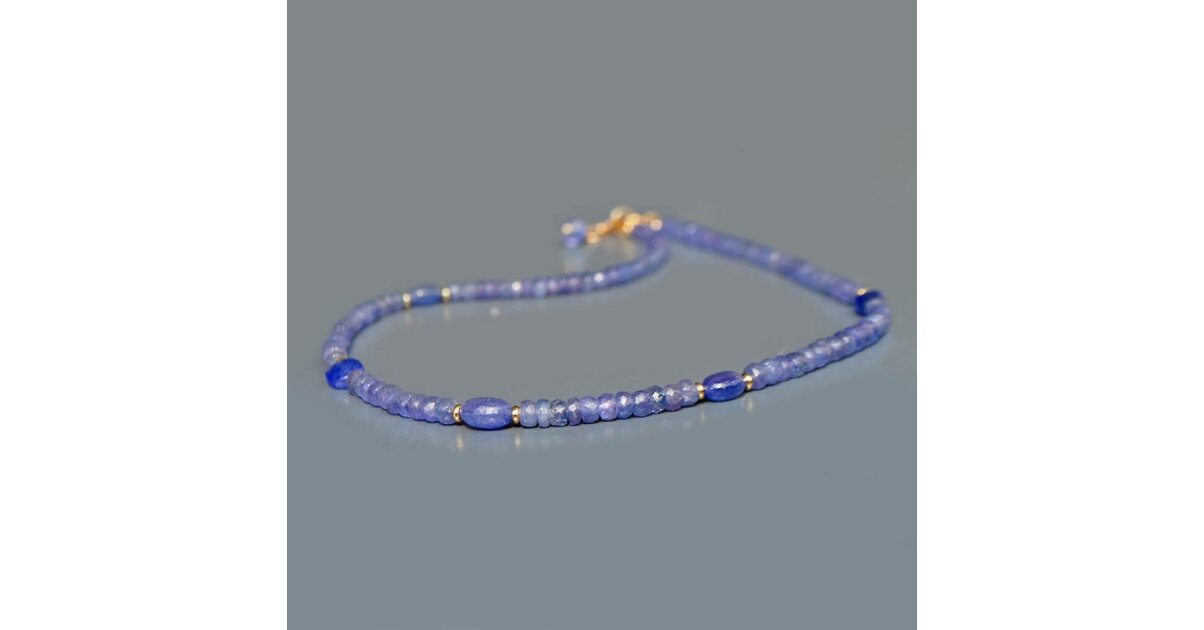 Collier Gold Filled 14ct Avec Pierre De Tanzanite Naturelle - Modèle 1833, Neuf Avec étiquettes, Marque Rosemimosa