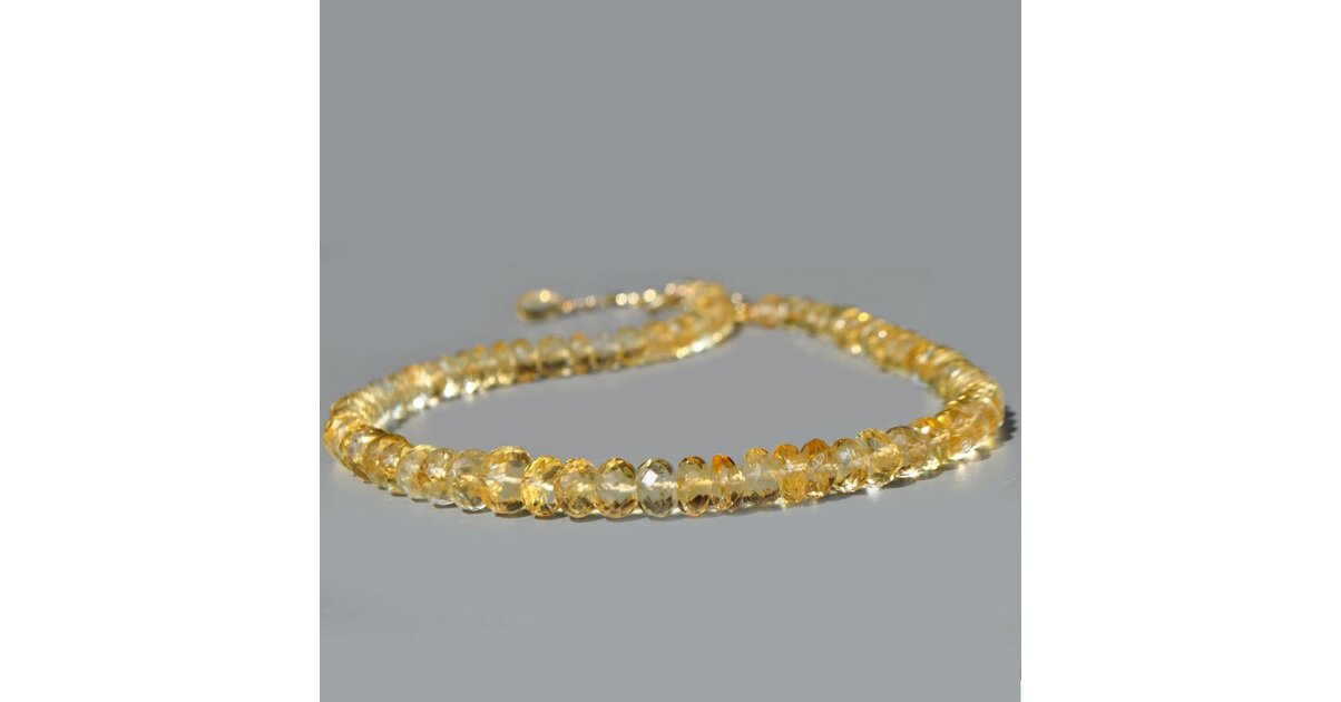Collier Ras Du Cou Solitaire - Pierre Cristal Citrine (CZ) Sur Plaqué Or 18 Carats - Bijouxia