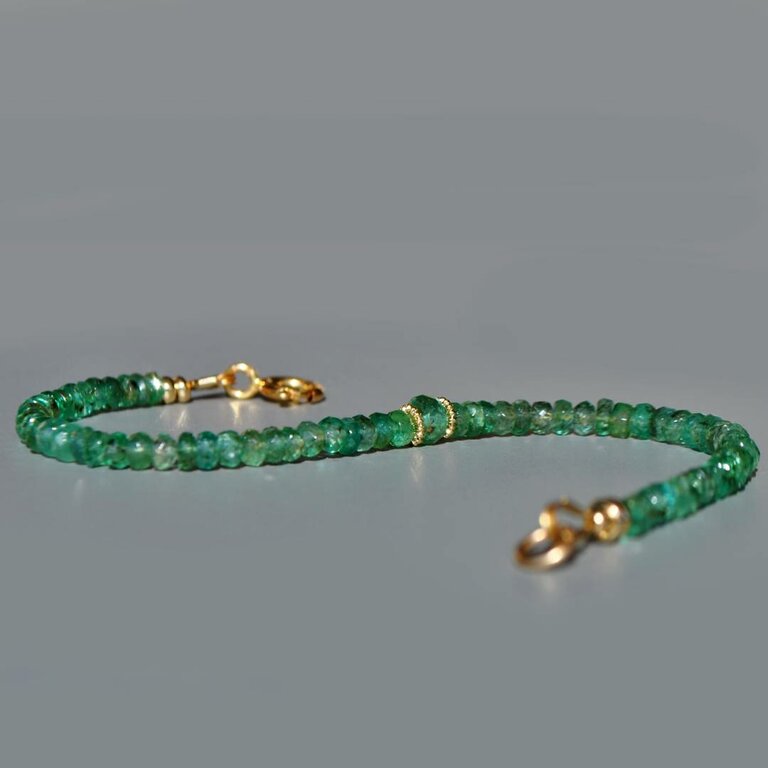 Bracelet émeraude Perles En Argent Massif - Pierre Naturelle, Style Tennis, Neuf Sans Emballage