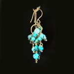 boucle doreille pendant grappe turquoise-C