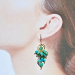 Boucle doreille pendant grappe turquoise-A