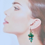 Boucle doreille pendant grappe turquoise-B