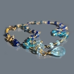 Collier pierre bleu chaine Aigue marine-4