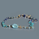 Collier pierre bleu chaine Aigue marine