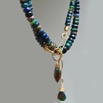 collier opale noir taillée marquise-8