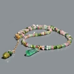 Collier tourmaline brute pastèque fluorite verte-2