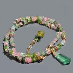Collier tourmaline brute pastèque fluorite verte -4