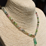 Collier tourmaline brute pastèque fluorite verte -8