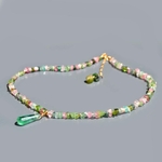 Collier tourmaline brute pastèque fluorite verte
