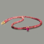 collier tourmaline rose rubellite or 14K