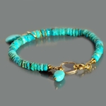 Bracelet Turquoise pendentif or 14K-5