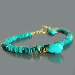 Bracelet Turquoise pendentif or 14K-2