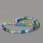 Collier choker multi pierres Aigue marine Apatite Améthyste Péridot-2