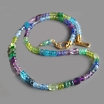 Collier choker multi pierres Aigue marine Apatite Améthyste Péridot-3