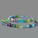 Collier choker multi pierres Aigue marine Apatite Améthyste Péridot