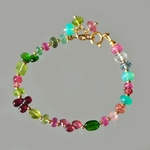 bracelet multi pierres rose verte