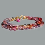 bracelet 3 rangs spinelle rose parme-2