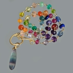 Collier sautoir pulti pierres pendentif Fluorite