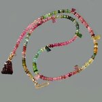 Collier Tourmaline multicolore Grenat brut Or 14K