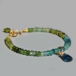 bracelet tourmaline bleue verte pendentif