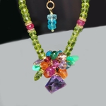 Collier péridot fleur multi pierres-3